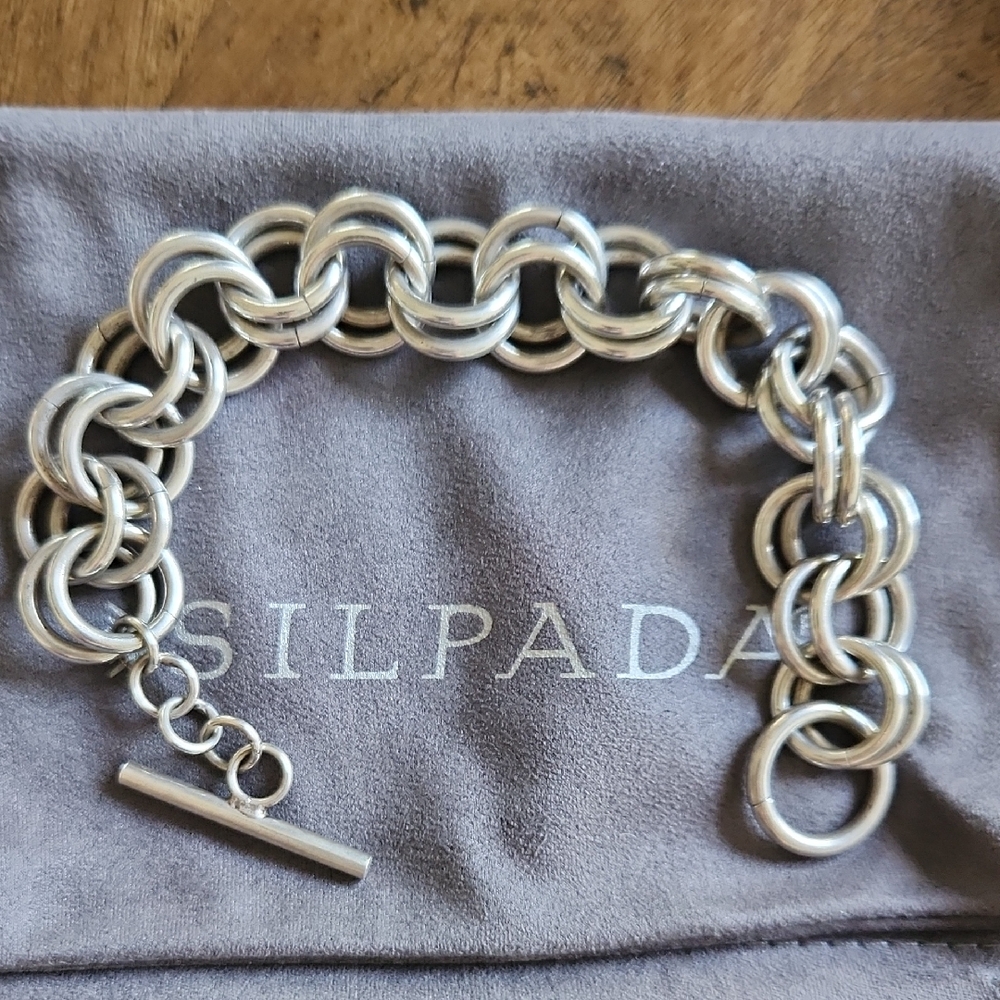 Silpada Polished Silver Double-Loop Toggle Bracel… - image 1